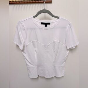 White House Black Market Fitted White Short Sleeve Top